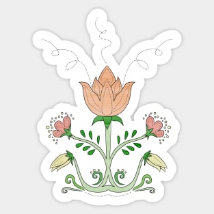 Scandi Flower Apricot Sticker